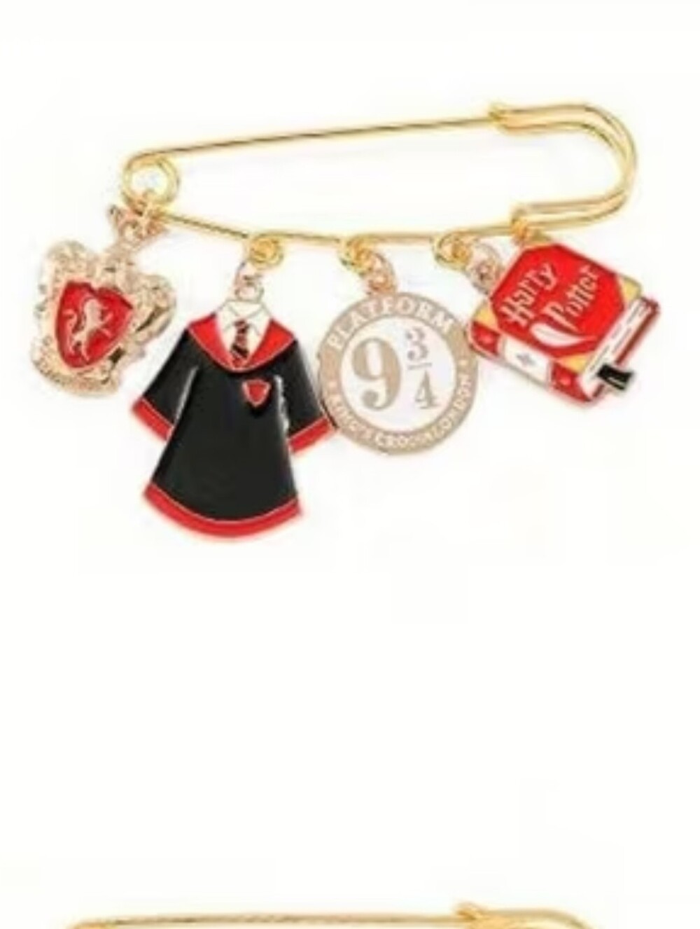 3/8⚡ Harry Potter Gryffindor Safety Pin W Charms (Missing The Book Charm)